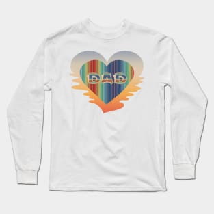 Retro Fathersday On A 80'S Heart Background Long Sleeve T-Shirt